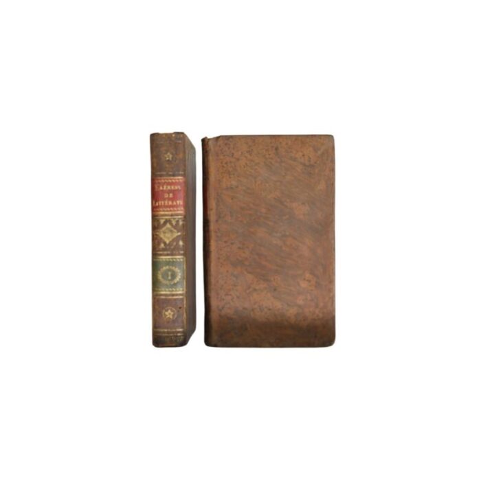 1810 french brown leather bound antique books set of 2 6140