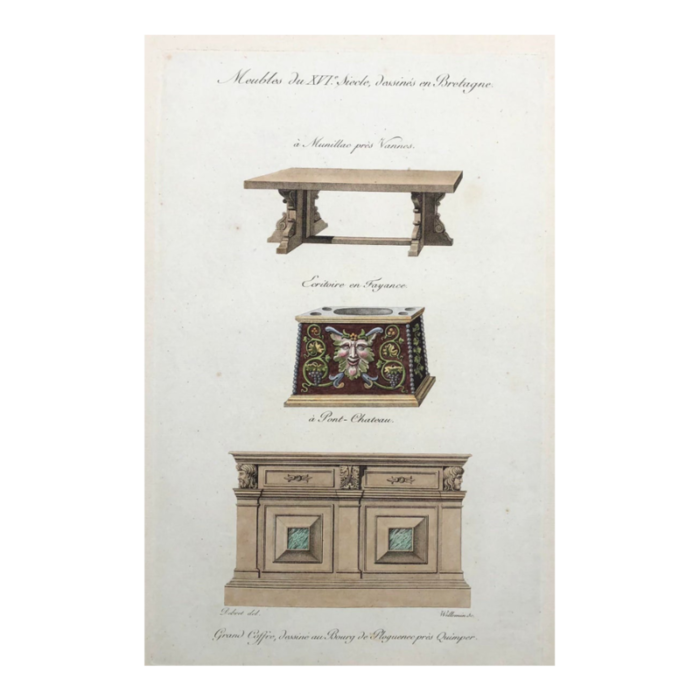 1825 french furniture handcolored engraving 6284