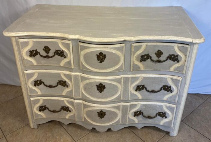 18th century french louis xv commode gable painted blue 3243