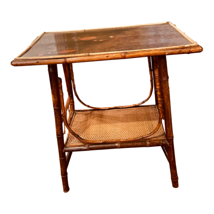 1920s antique bamboo table with japanned top 7549