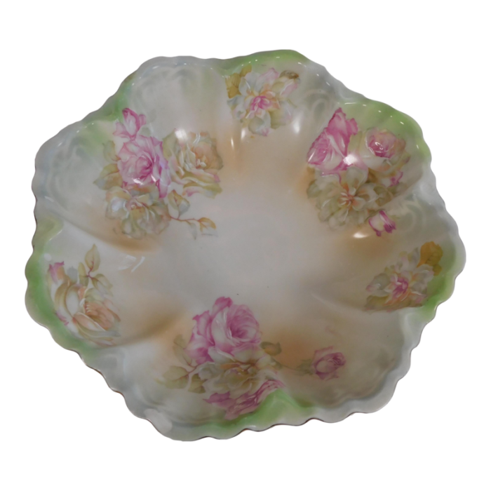 1940s green mz austria floral serving bowl 1720