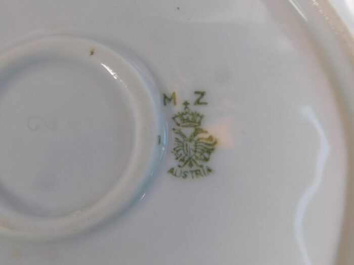 1940s green mz austria floral serving bowl 7204