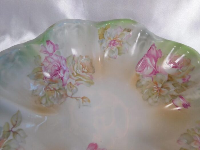 1940s green mz austria floral serving bowl 8305