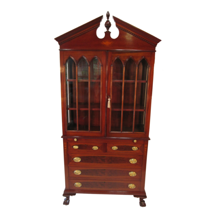 1940s mahogany china cabinet by mayflower colonial shops 7897