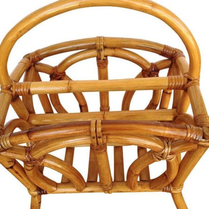 1940s restored vintage molded rattan magazine rack 2526