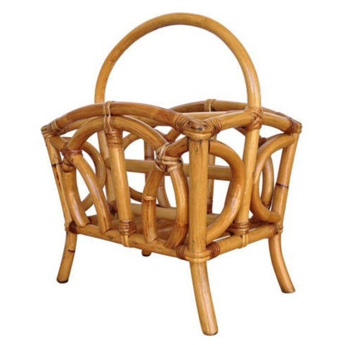 1940s restored vintage molded rattan magazine rack 8026