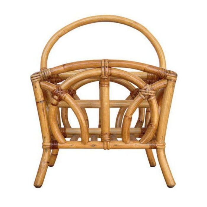 1940s restored vintage molded rattan magazine rack 8417