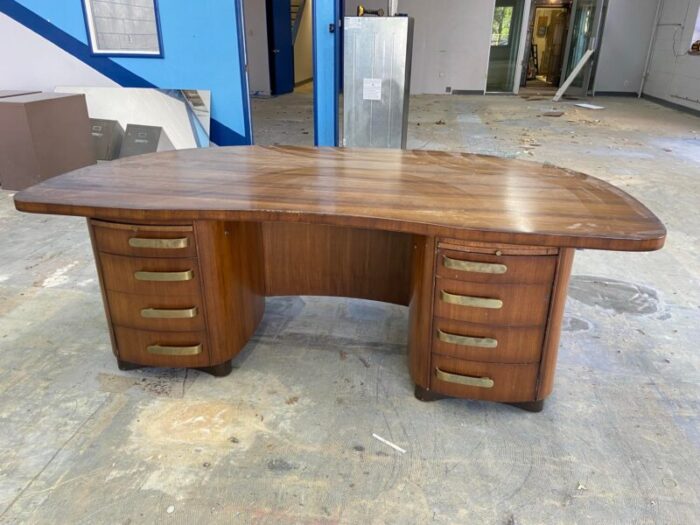 1940s stow and davis vintage mid century modern walnut desk 4114