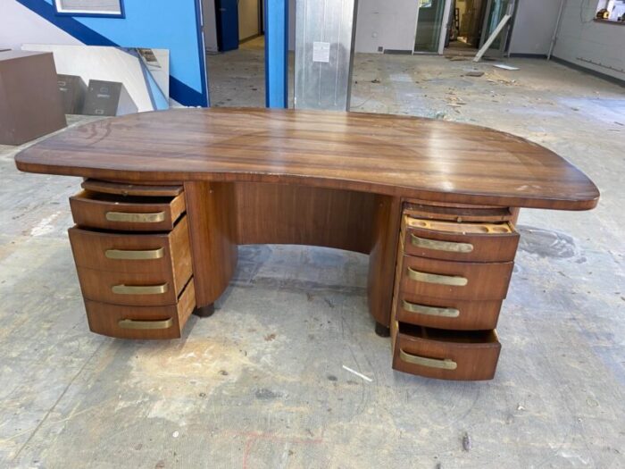 1940s stow and davis vintage mid century modern walnut desk 5373