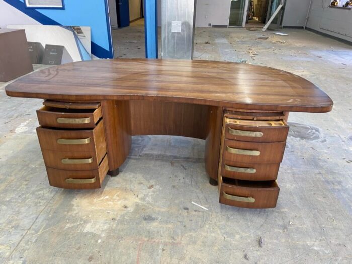 1940s stow and davis vintage mid century modern walnut desk 7214