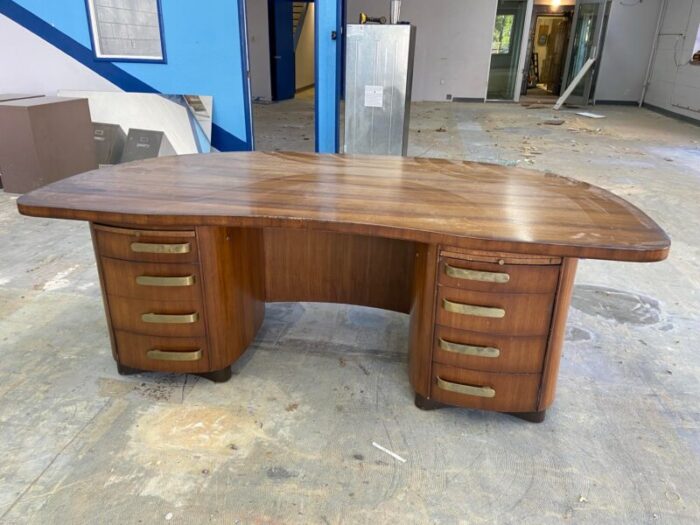 1940s stow and davis vintage mid century modern walnut desk 9065