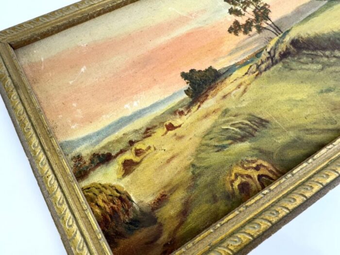 1940s vintage landscape painting framed 0749