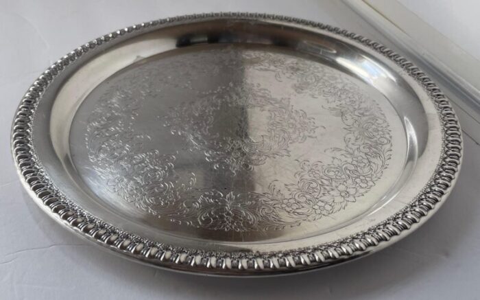 1950 wilcox international silver company circular tea tray 6634