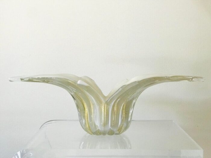 1950s barovier and toso gold aventurine glass flared bowl 3679