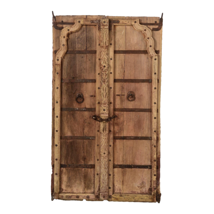 1950s indian solid teak wood door in natural finish 9707