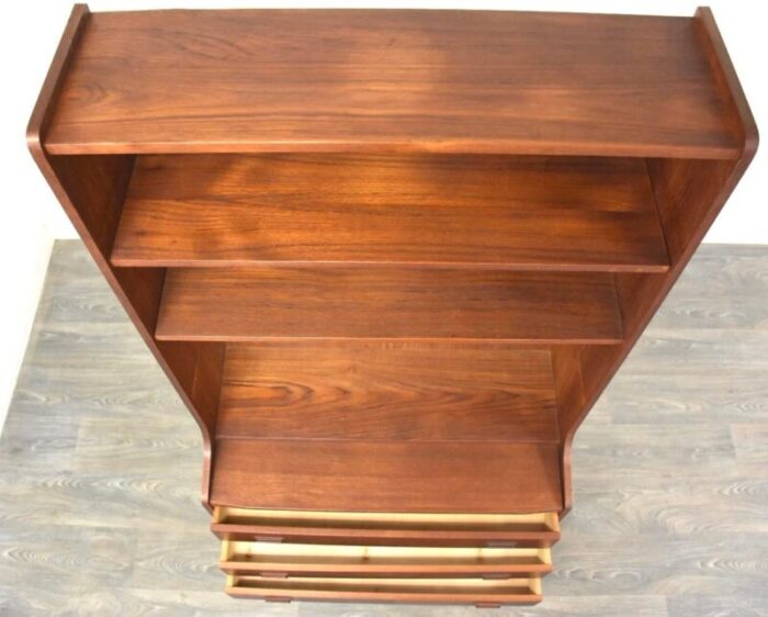 1960s danish modern teak bookcase cabinet 4171