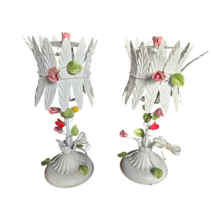 1960s italian tole flower lamps a pair 4094