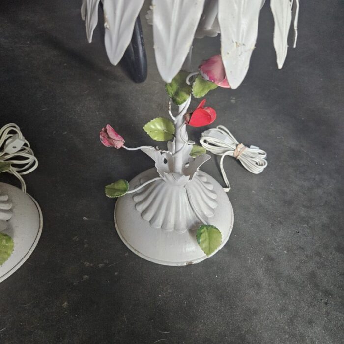 1960s italian tole flower lamps a pair 9899