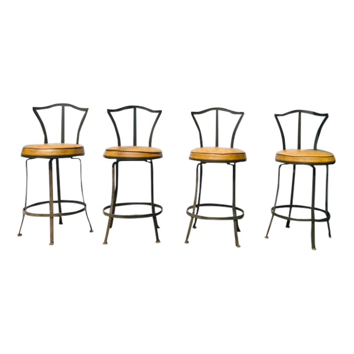 1960s mid century modern thinline of california swivel counter stools set of 4 0184