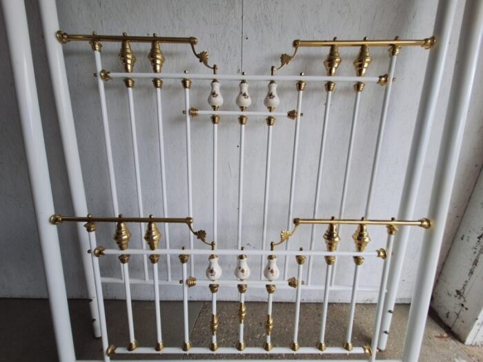 1960s vintage brass and enamel queen canopy bed frame 1270