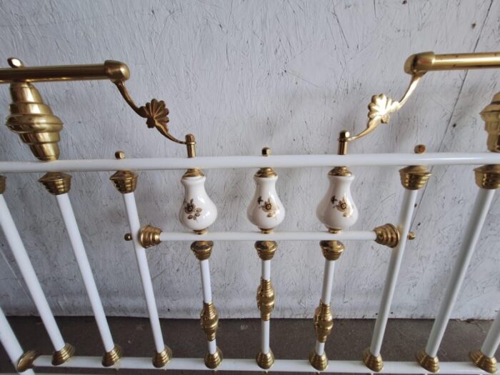 1960s vintage brass and enamel queen canopy bed frame 1483