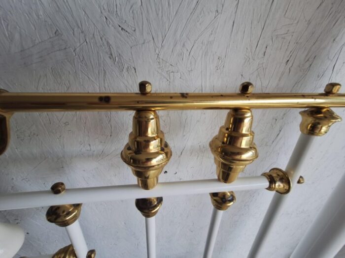 1960s vintage brass and enamel queen canopy bed frame 6703