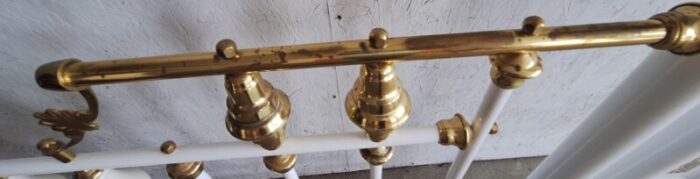 1960s vintage brass and enamel queen canopy bed frame 8701