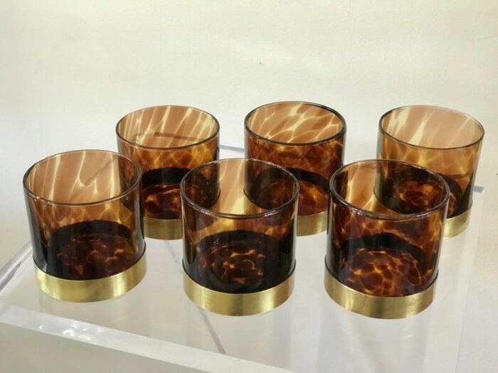 1970s barovier and toso tortoise shell cocktail glasses set of 6 1691