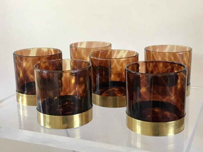 1970s barovier and toso tortoise shell cocktail glasses set of 6 3325