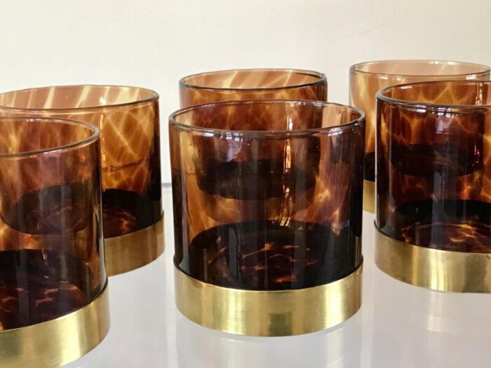 1970s barovier and toso tortoise shell cocktail glasses set of 6 3377