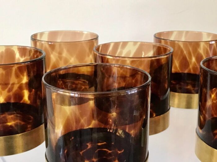 1970s barovier and toso tortoise shell cocktail glasses set of 6 3648