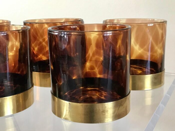 1970s barovier and toso tortoise shell cocktail glasses set of 6 4414