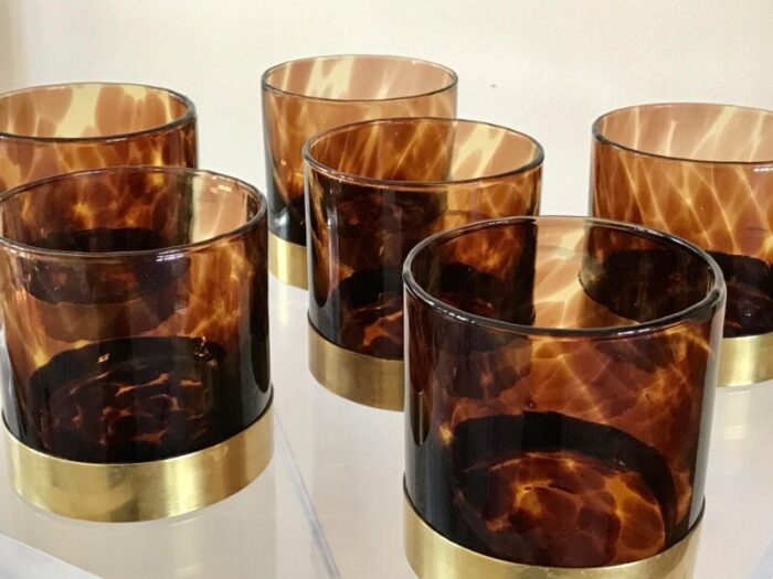 1970s barovier and toso tortoise shell cocktail glasses set of 6 8895