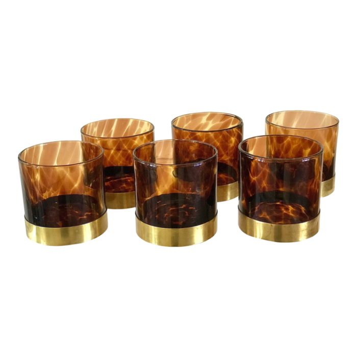 1970s barovier and toso tortoise shell cocktail glasses set of 6 8987