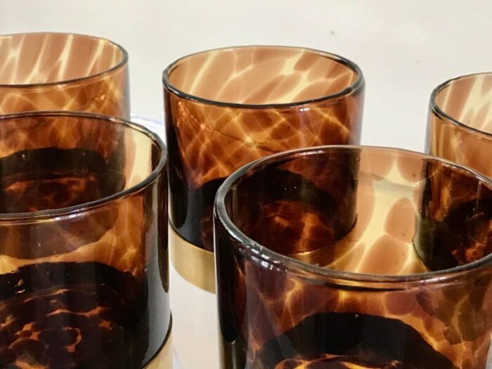 1970s barovier and toso tortoise shell cocktail glasses set of 6 9467