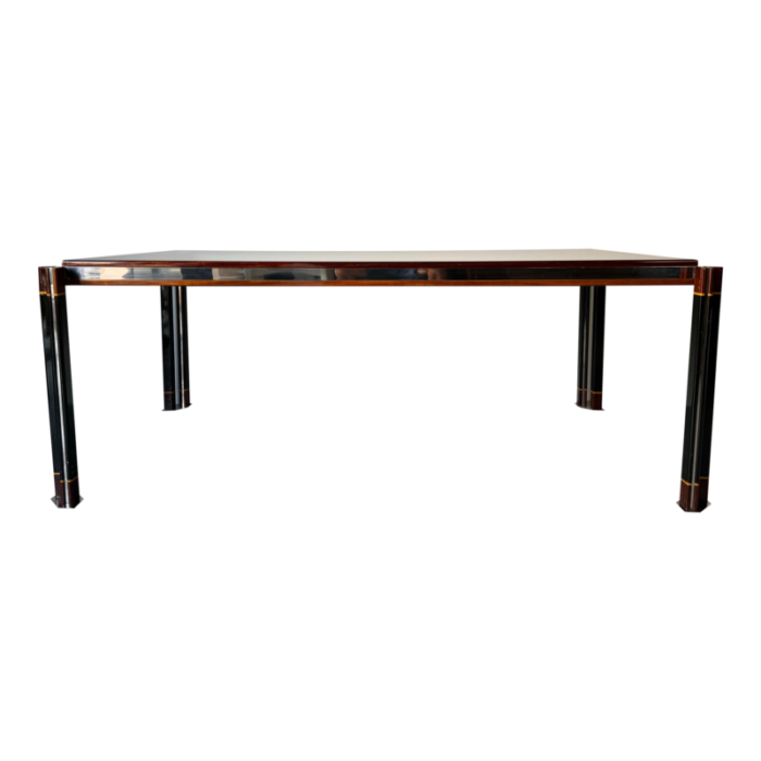 1970s paolo barracchia italian steel and inlaid wood rectangular dining table 2380