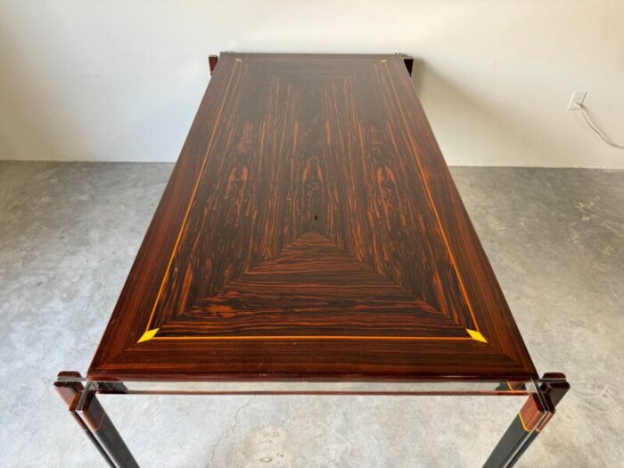 1970s paolo barracchia italian steel and inlaid wood rectangular dining table 3232