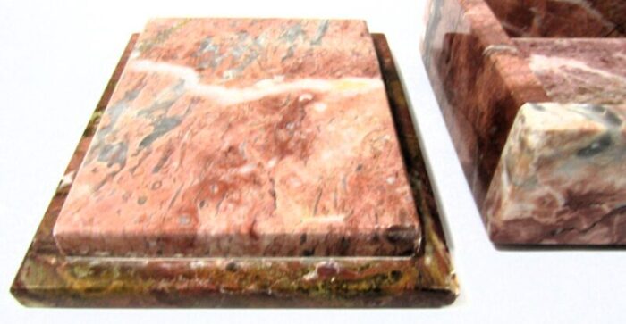 1970s postmodern vintage pink marble stone lidded box 3324