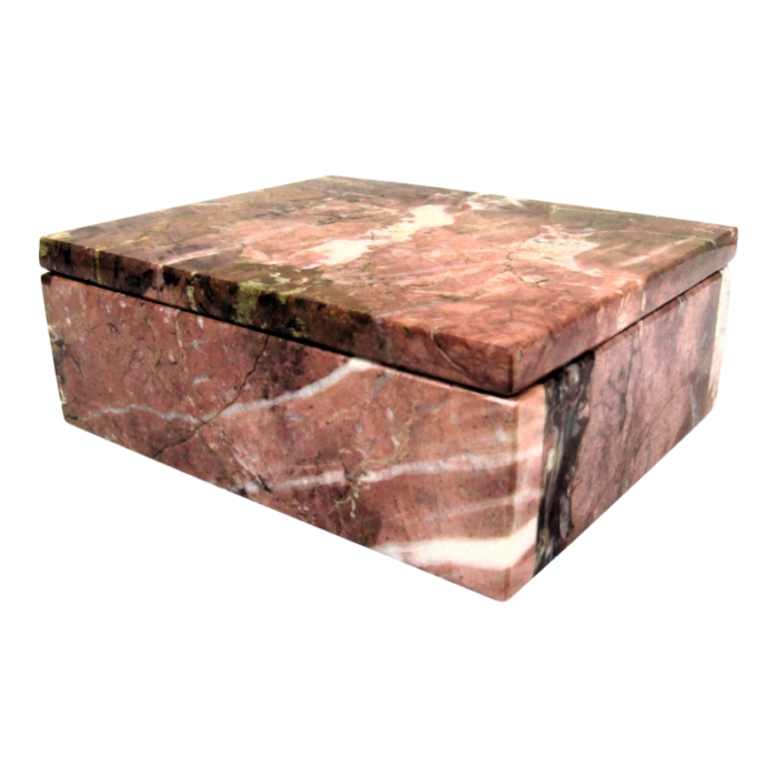 1970s postmodern vintage pink marble stone lidded box 3587