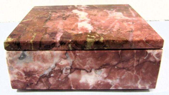 1970s postmodern vintage pink marble stone lidded box 5367