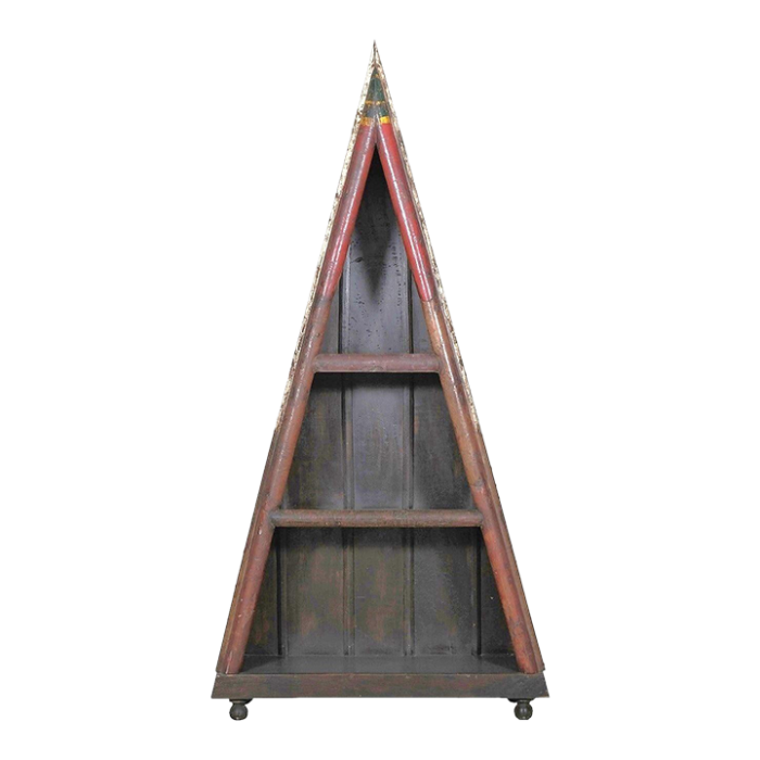 1970s vintage rustic oars repurposed unique v shaped 3 shelves display bookcase 2345