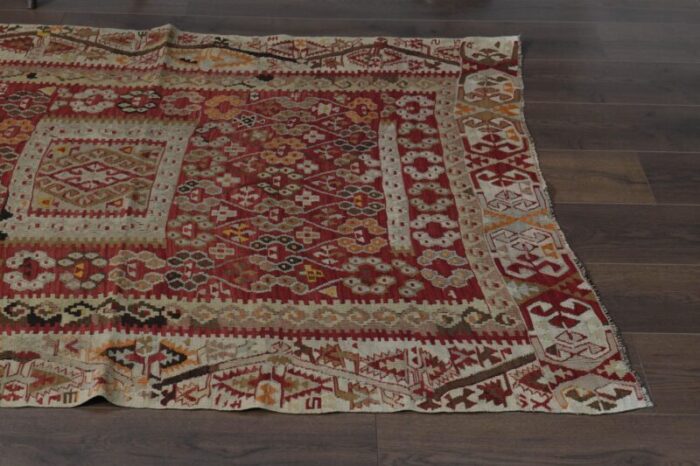 1970s vintage turkish handmade wool and cotton orange runner rug 3110