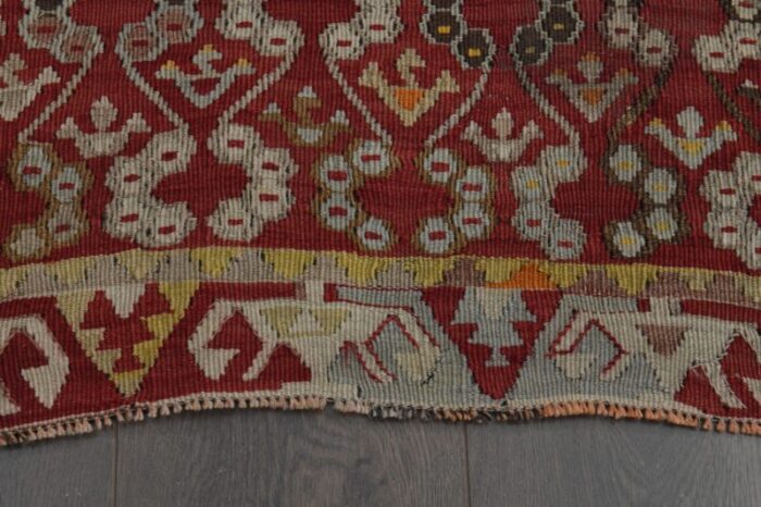 1970s vintage turkish handmade wool and cotton orange runner rug 8819