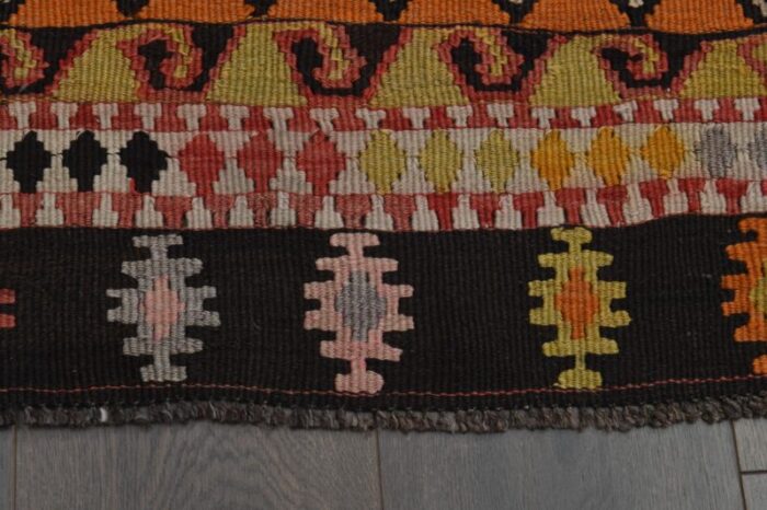 1970s vintage turkish handmade wool and cotton pink runner rug 1543