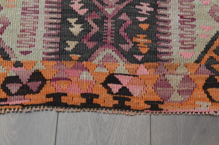 1970s vintage turkish handmade wool and cotton purple runner rug 2313