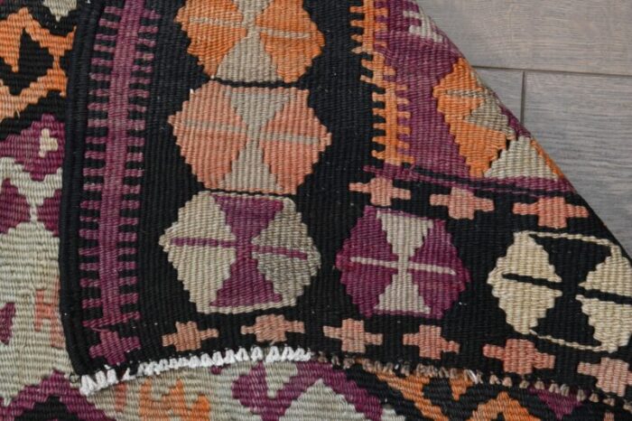 1970s vintage turkish handmade wool and cotton purple runner rug 7557