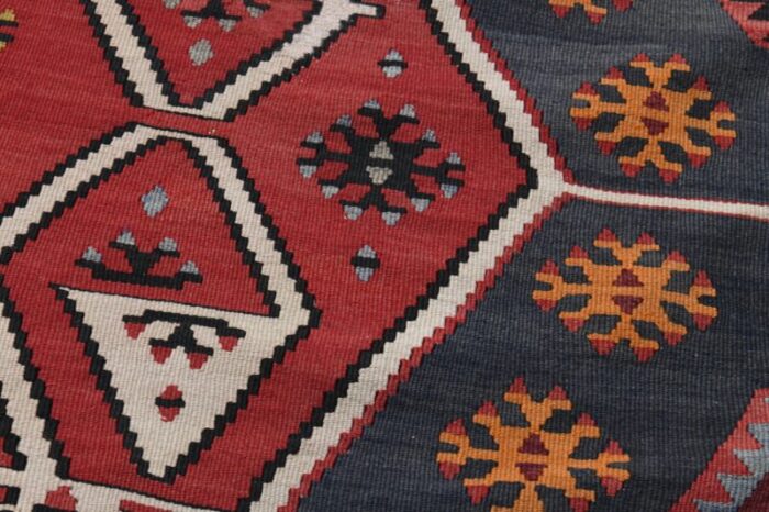 1970s vintage turkish handmade wool and cotton red runner rug 3920