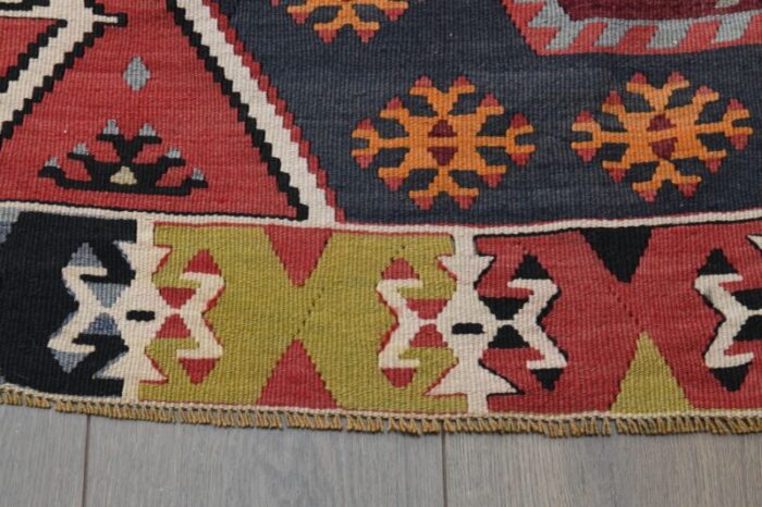 1970s vintage turkish handmade wool and cotton red runner rug 4836