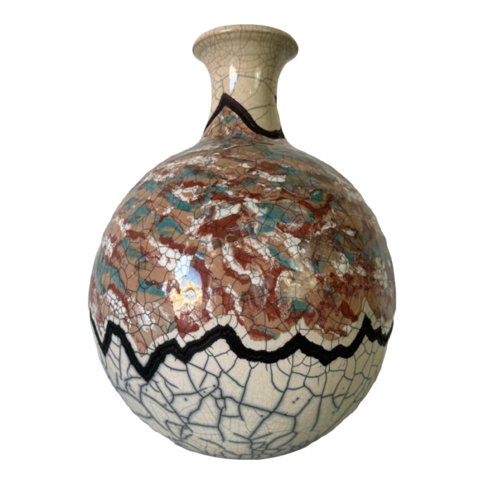 1980s bill herb american florida raku studio pottery vase 0452