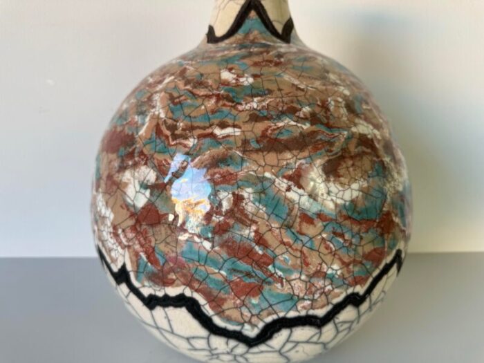 1980s bill herb american florida raku studio pottery vase 0519